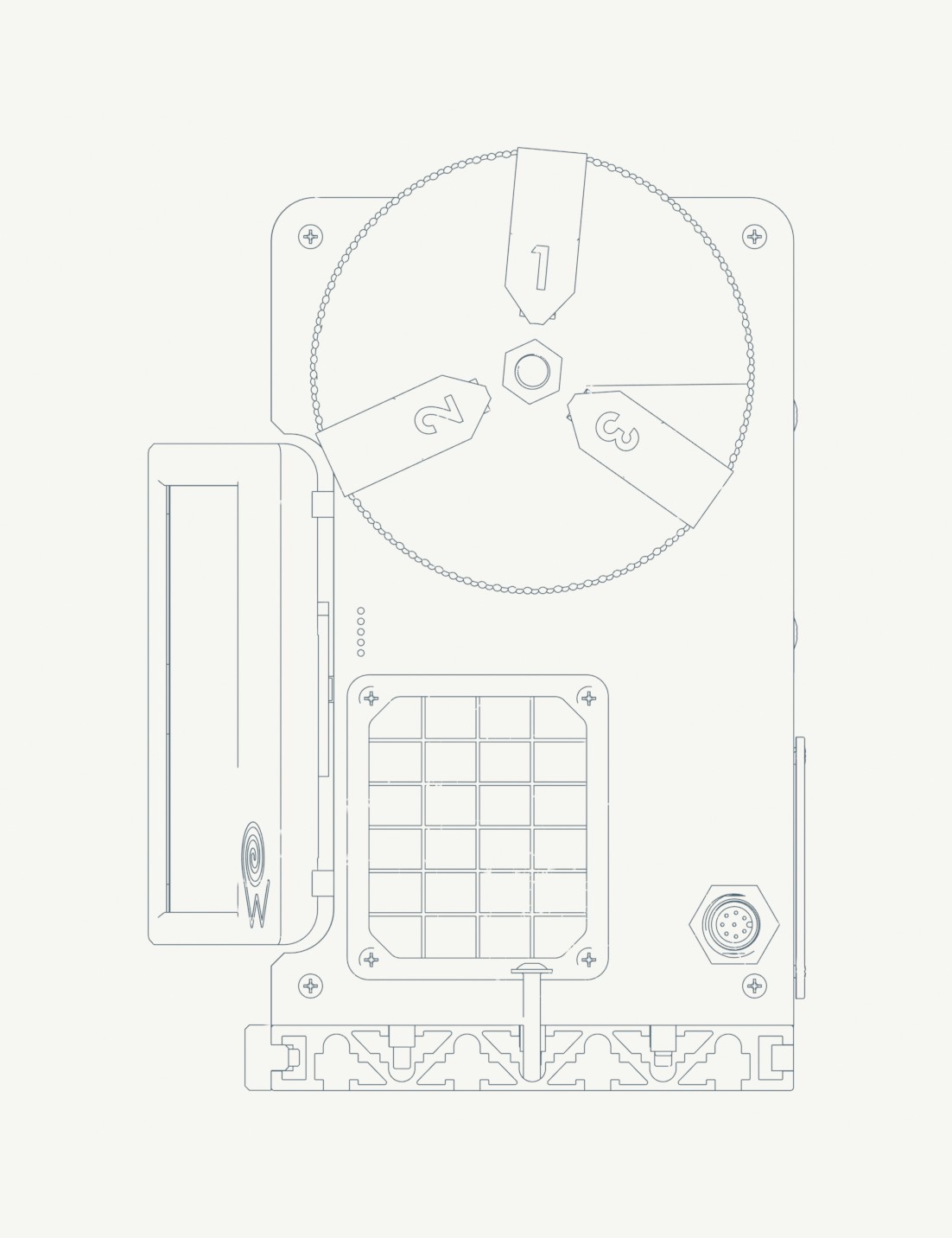 Front elevation, chuck side, FRW CAD linework